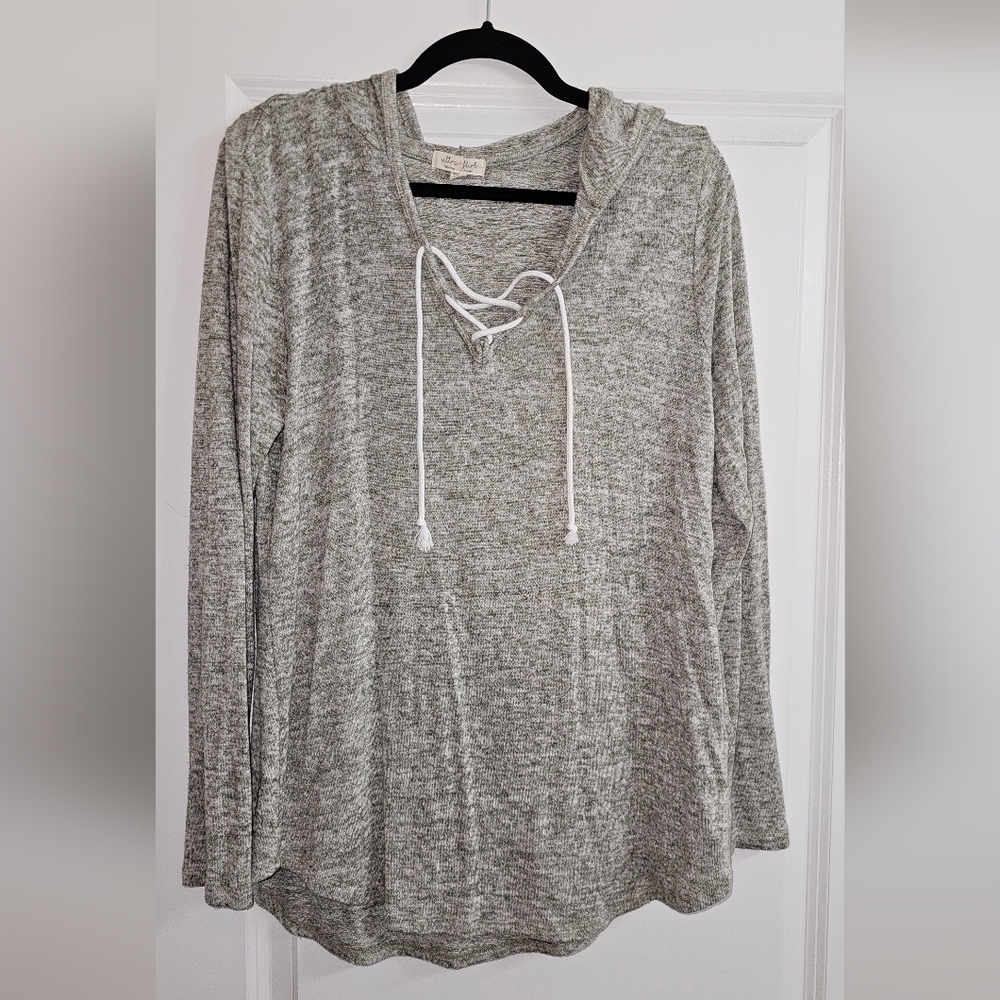 Gray Hooded Women's Top